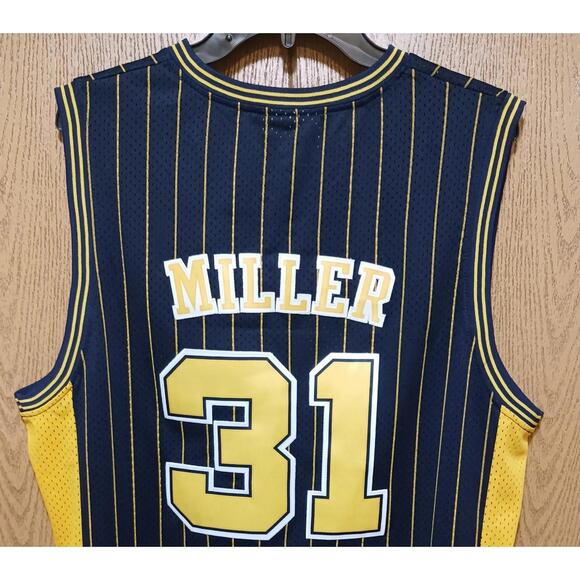 Reggie Miller-Adidas-Pacers-Jersey-Blue/Yellow-Used-XL-$85 - Picture 9 of 9